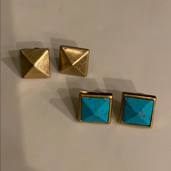 Lucky Brand Jewelry - Lucky Brand Turquoise and Gold pyramid Studs